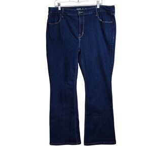 Old Navy Womens Jeans Size 18 High Rise Flare Dark‎ Wash Denim HEMMED Western